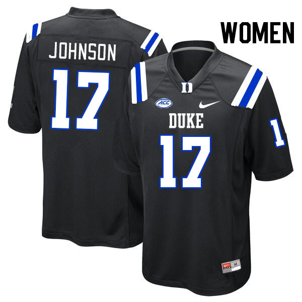 Women #17 Kendall Johnson Duke Blue Devils College Football Jerseys Stitched Sale-Black
